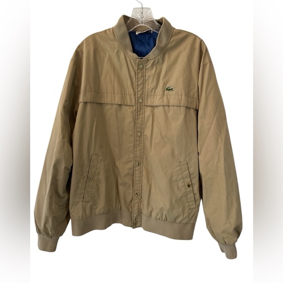 Vintage Lacoste Men's Sz Lg Khaki Snap/Zip Up Lightweight Bomber Jacket - Picture 1 of 12